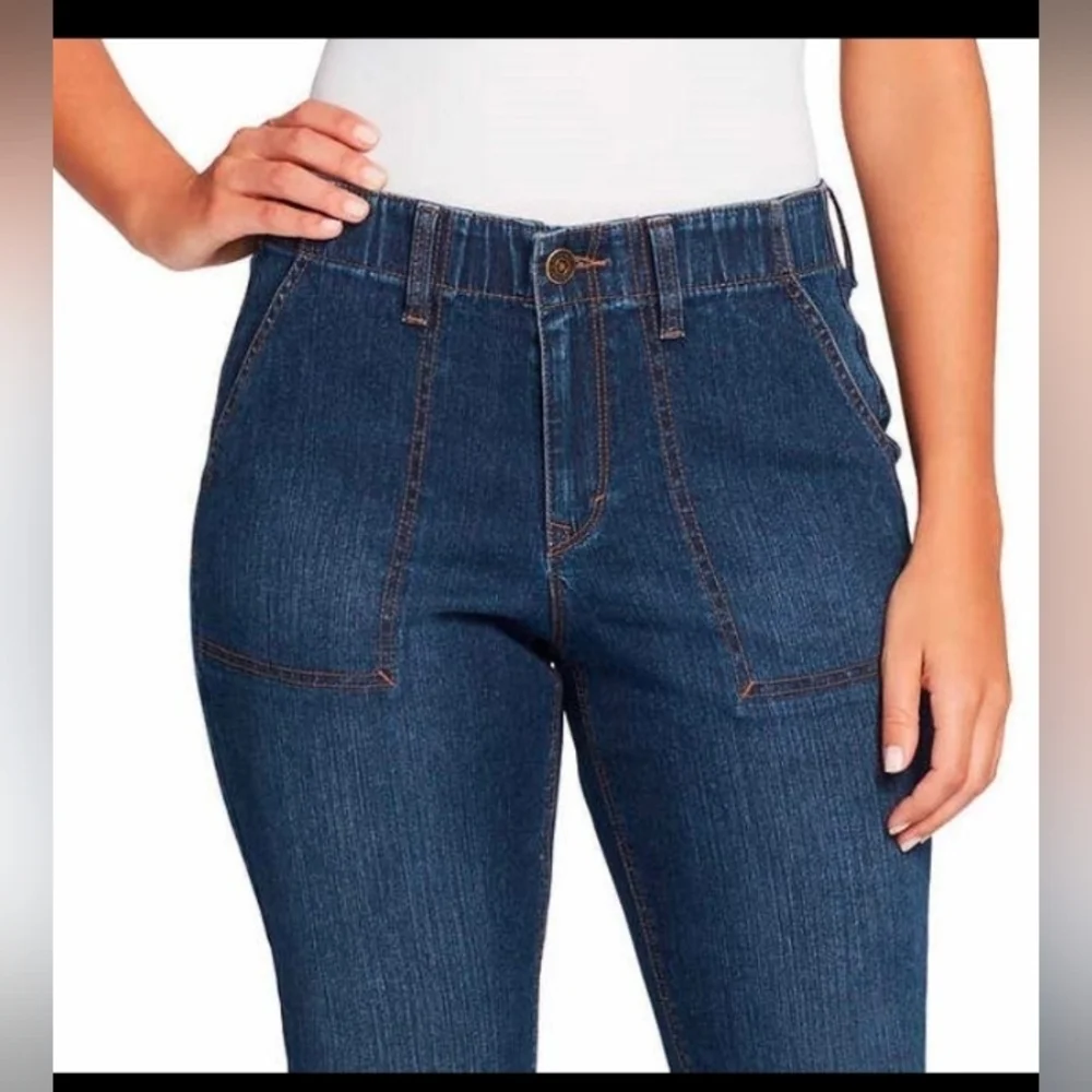 Gloria Vanderbilt Womens Rhea Capri Jeans Blue Comfort Waistband Denim